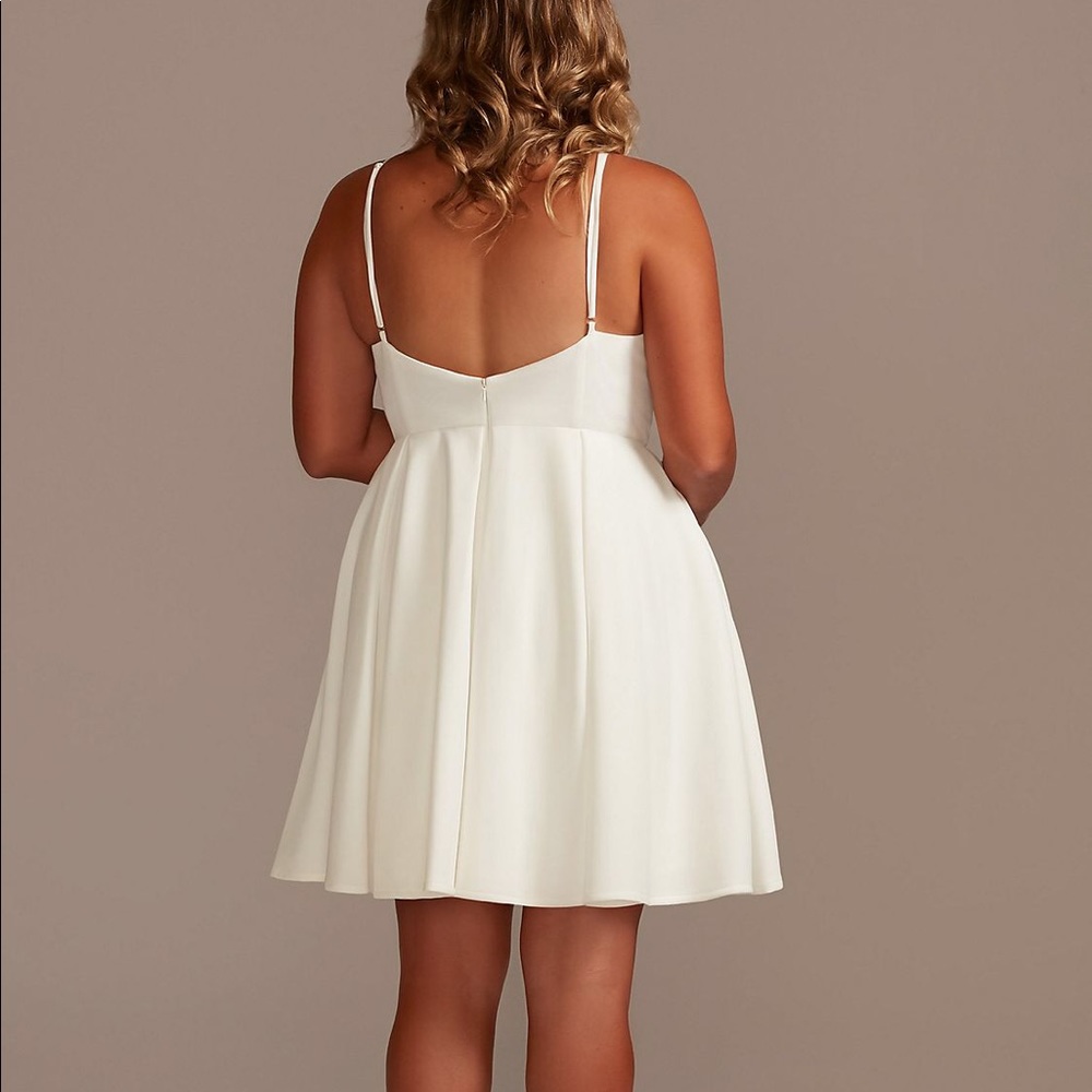 DB Studio Spaghetti Strap Crepe Plus Fit-and-Flare Dress, color: Soft White - Picture 3 of 8